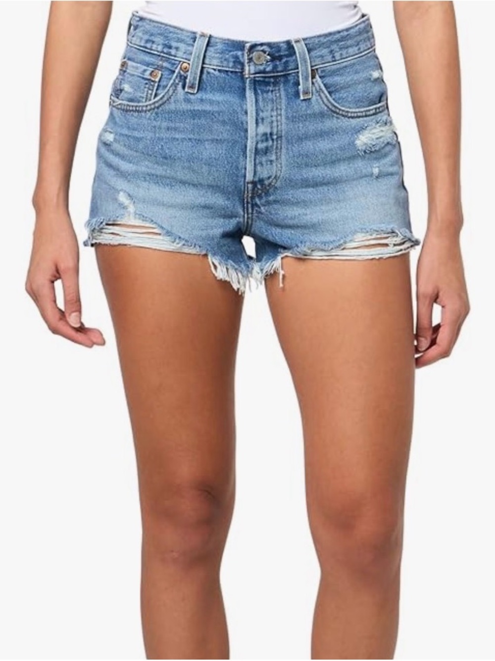 Two Pairs of Levis 501 Distressed Shorts